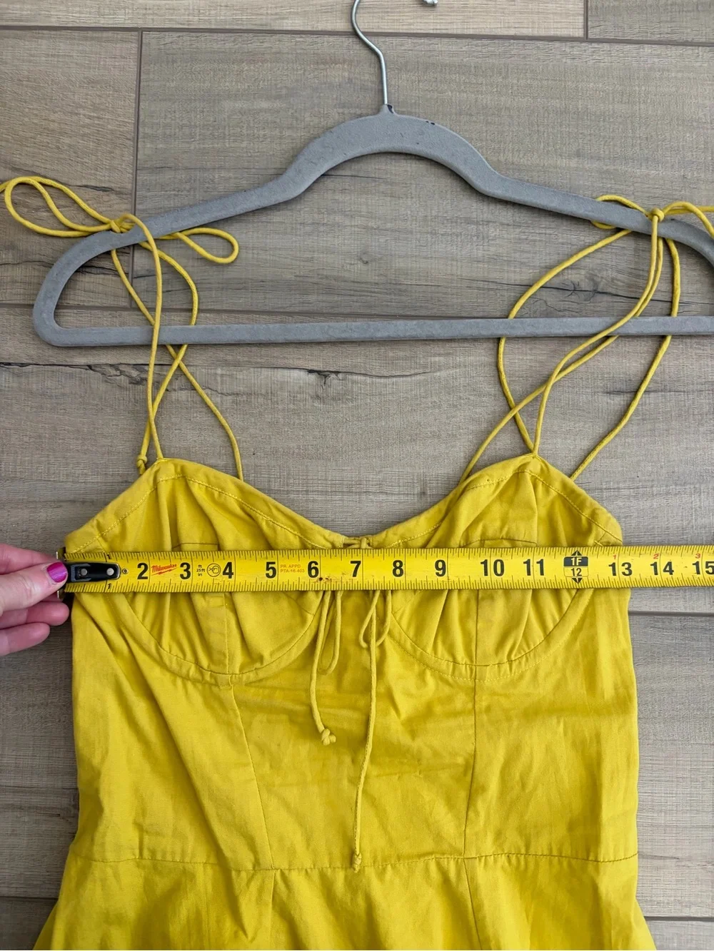 Cleobella Lennon Tie Strap Sleeveless Corset Cotton Mini Dress Golden Yellow S - Picture 8 of 10
